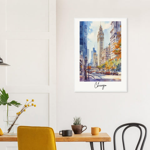 City of Chicago Wooden Framed Poster