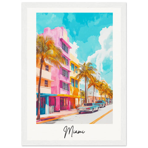 City of Miami Wooden Framed Poster