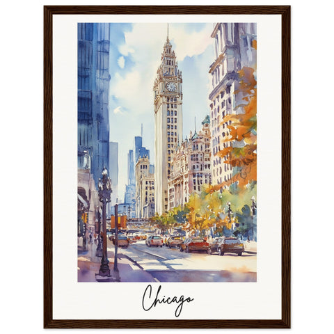 City of Chicago Wooden Framed Poster