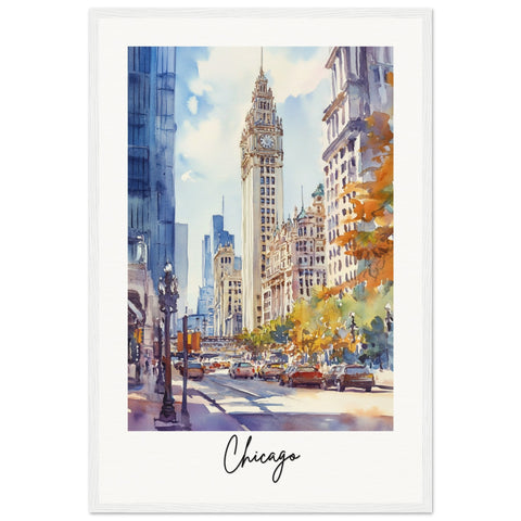 City of Chicago Wooden Framed Poster