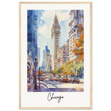 City of Chicago Wooden Framed Poster