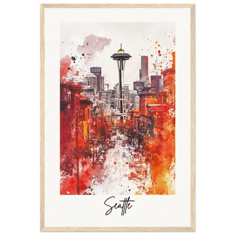 Seattle Wooden Framed Poster