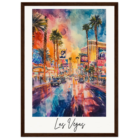 Las Vegas Wooden Framed Poster