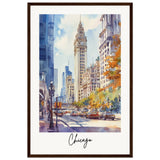 City of Chicago Wooden Framed Poster