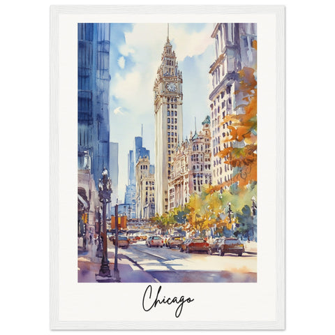 City of Chicago Wooden Framed Poster