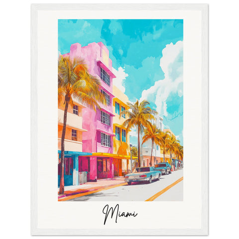 City of Miami Wooden Framed Poster