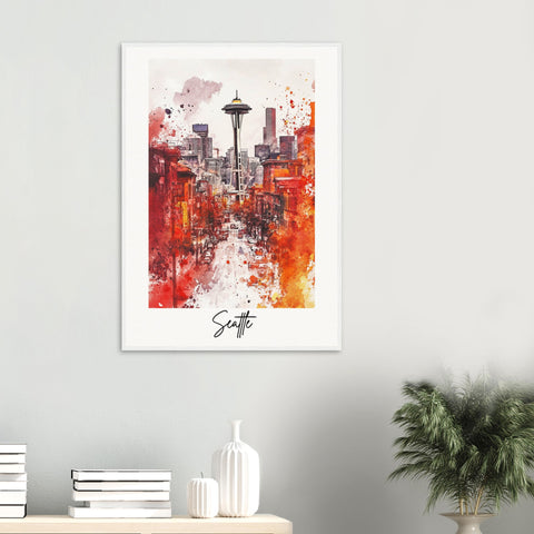 Seattle Wooden Framed Poster