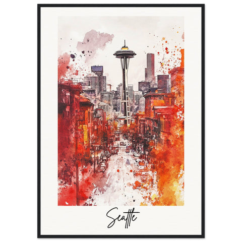 Seattle Wooden Framed Poster