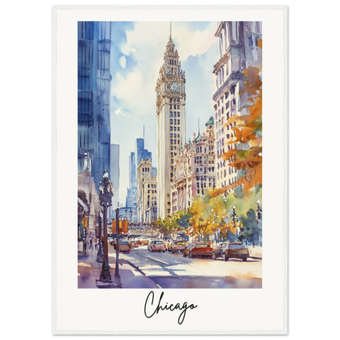 City of Chicago Wooden Framed Poster