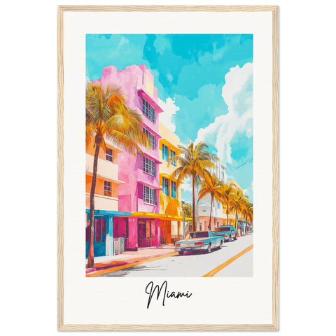 City of Miami Wooden Framed Poster