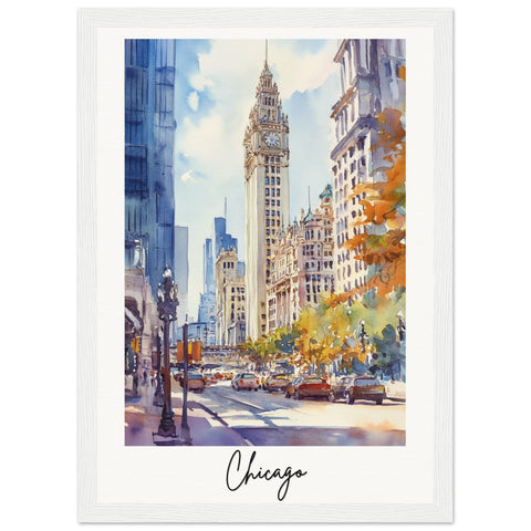 City of Chicago Wooden Framed Poster