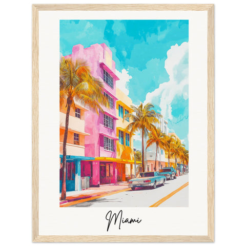 City of Miami Wooden Framed Poster