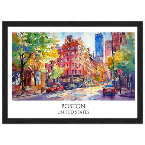 Boston Wooden Framed Poster