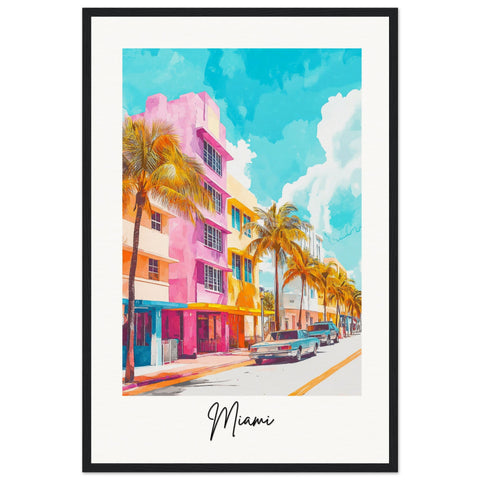 City of Miami Wooden Framed Poster